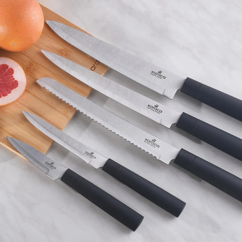 Karaca Viego 6 Piece Knife Block Set, Black