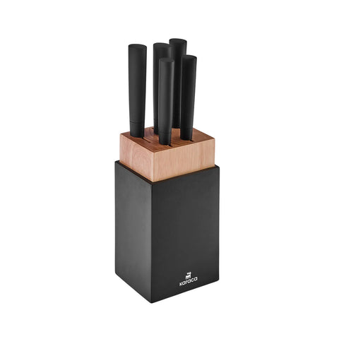Karaca Viego 6 Piece Knife Block Set, Black