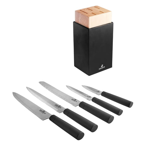 Karaca Viego 6 Piece Knife Block Set, Black