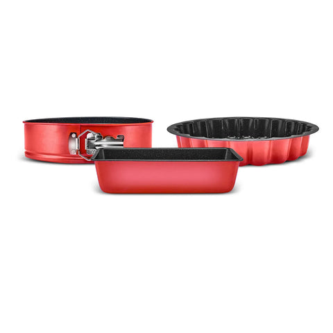 Karaca Teemo New 3 Piece Bakeware Set, Red