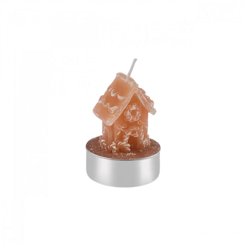 Karaca New Year Christmas Ginger House Tealights, 3 Piece, 18cmx5cmx6cm, Brown
