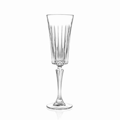 Rcr Timeless 6 Piece Crystal Glass Fluted Wine Glasses, 238ml, Transparent