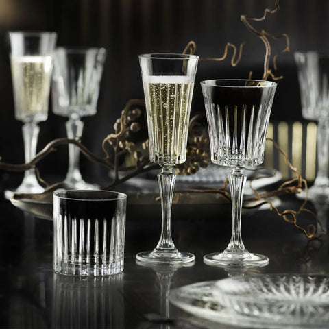 Rcr Timeless 6 Piece Crystal Glass Fluted Wine Glasses, 238ml, Transparent