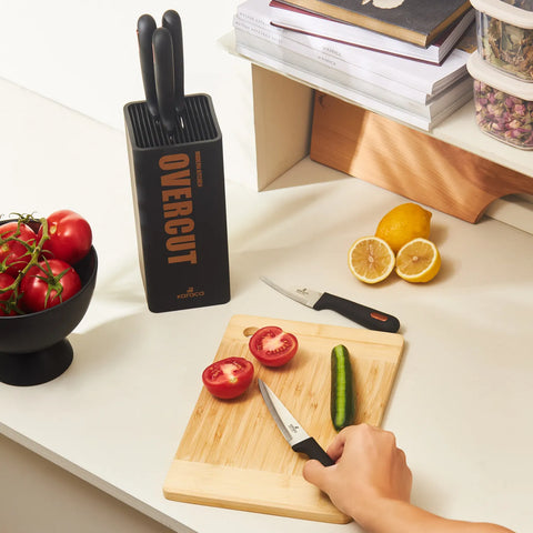 Karaca Overcut 5 Piece Knife Block Set, Black