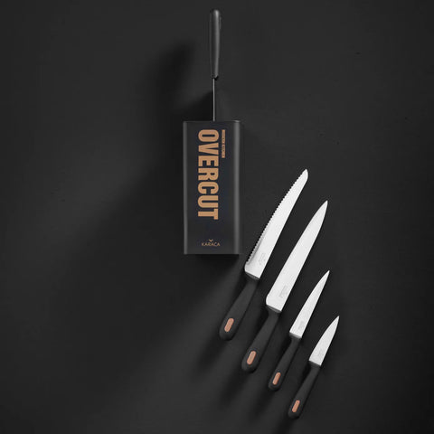 Karaca Overcut 5 Piece Knife Block Set, Black
