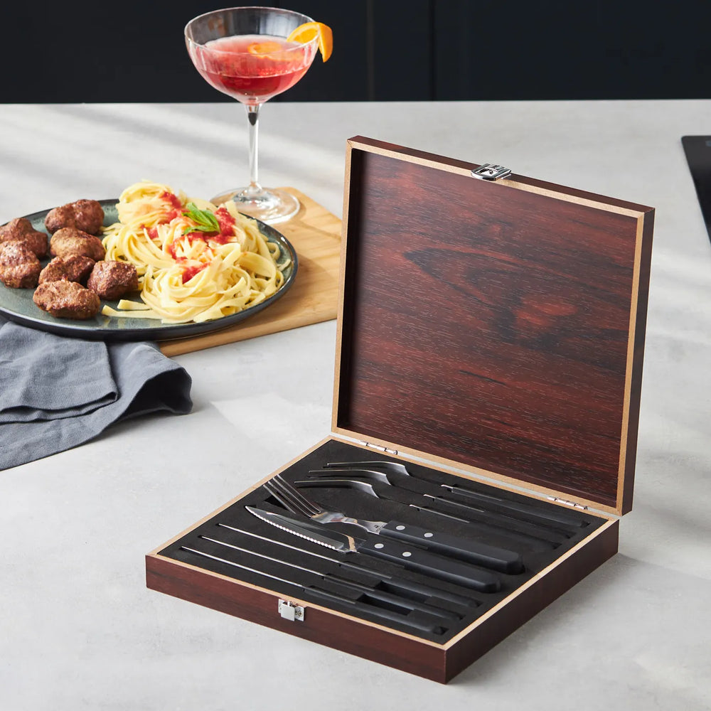 Karaca Ellie 8 Piece Barbecue Knife Set, Black