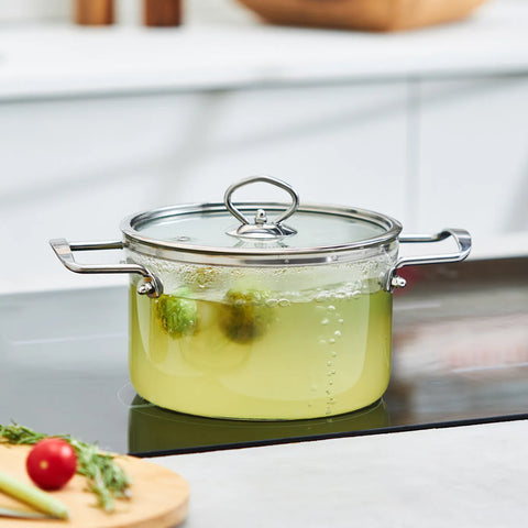 Karaca Amore Glass Stockpot with Lid, 18cm, Transparent