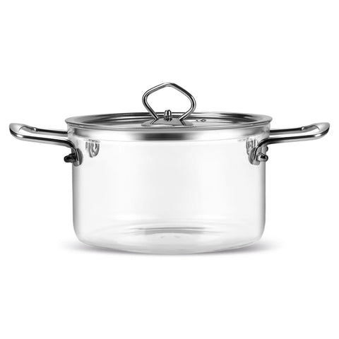 Karaca Amore Glass Stockpot with Lid, 18cm, Transparent