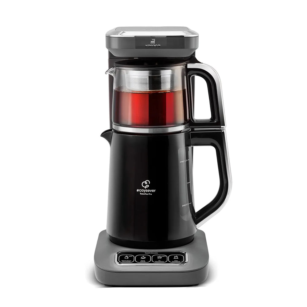 Karaca Caysever Robotea Pro 4 in 1 Talking Automatic Tea Maker Kettle and Filter Coffee Maker, 2500W, Space Grey