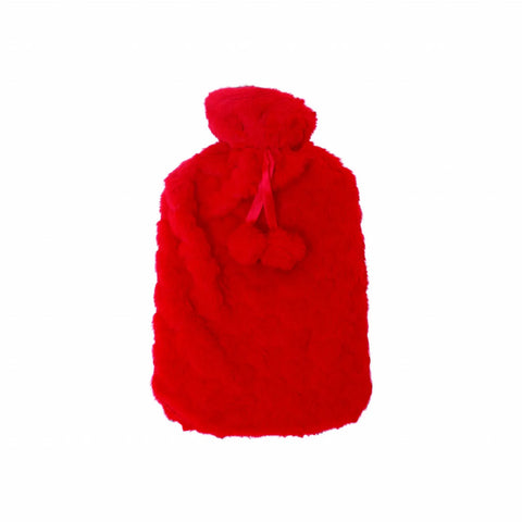 Karaca Home Plush Hot Water Bottle and Cover, 2L, Red