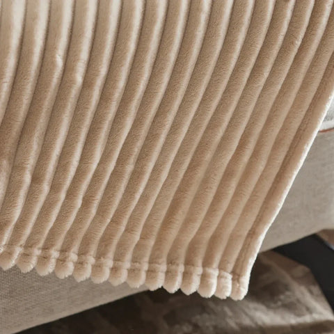 Karaca Ruby Stripe Wellsoft TV Blanket, 130x150cm, Ecru