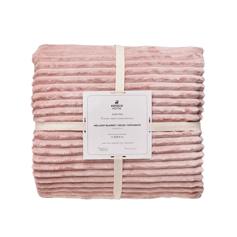 Karaca Ruby Stripe Wellsoft Blanket, Single, Pink