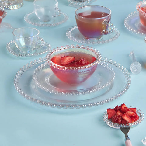 Karaca Rory Glass Tea Cup and Saucer, 200ml, Transparent