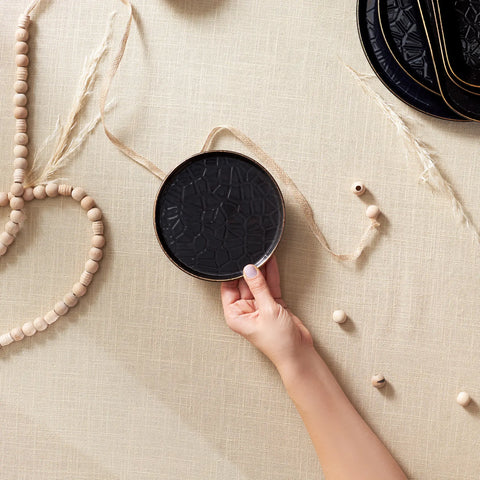 Karaca Calvin Ceramic Side Plate, 15cm, Black Multi