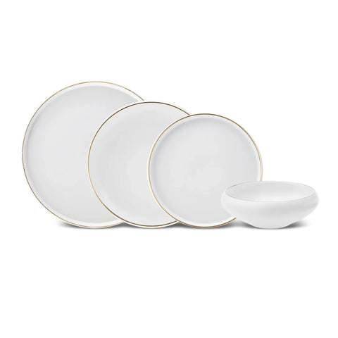 Karaca Streamline Sunset 24-Piece Bone China Dinnerware Set for 6 People, Gold