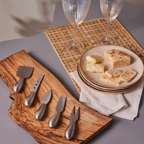 Karaca Fontina 5 Piece Cheese Knife Set, Silver