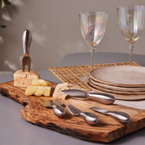 Karaca Fontina 5 Piece Cheese Knife Set, Silver
