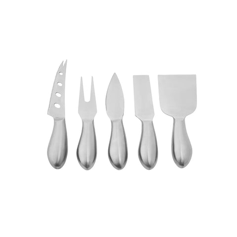 Karaca Fontina 5 Piece Cheese Knife Set, Silver