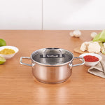 Karaca Grace Stainless Steel Induction Stockpot with Lid, 18cm, Silver