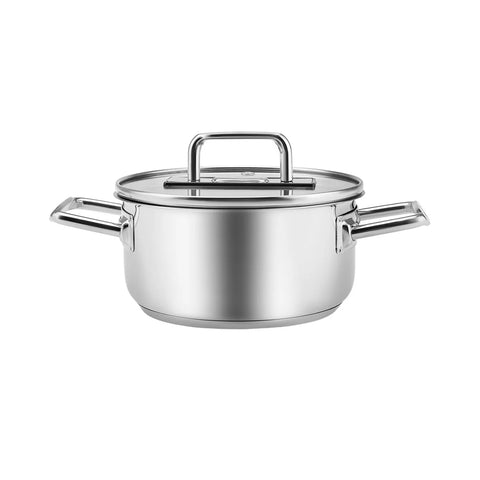 Karaca Grace Stainless Steel Induction Stockpot with Lid, 18cm, Silver