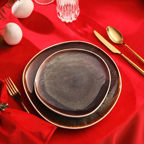 Karaca Earth Collection New Galactic Reactive Glaze 55-Piece Dinner Set for 12 People, White