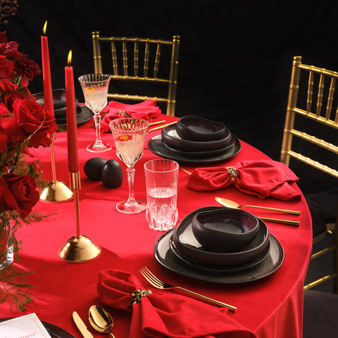 Karaca Earth Collection New Galactic Reactive Glaze 55-Piece Dinner Set for 12 People, Black