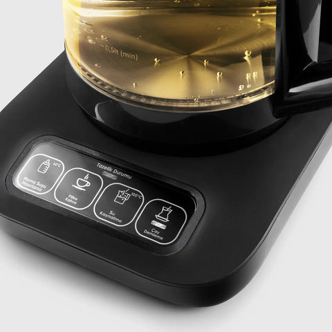 Karaca Caysever Robotea Pro 4 in 1 Talking Automatic Tea Maker Kettle and Filter Coffee Maker, 2500W, Agate