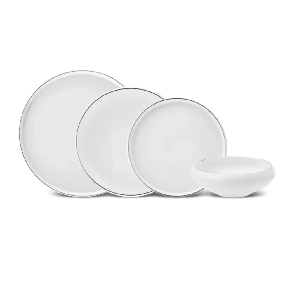 Karaca Streamline Sunset 24-Piece Bone China Dinnerware Set for 6 People, Platinum