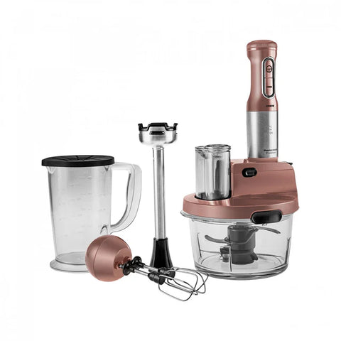 Karaca Mastermaid ProSteel Glass 8 in 1 Food Processor, 2500W, Rosegold