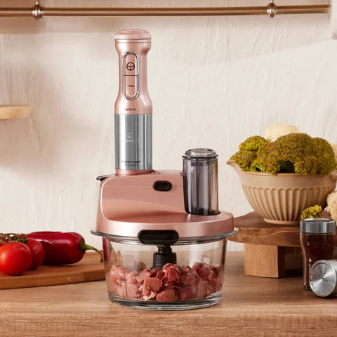 Karaca Mastermaid ProSteel Glass 8 in 1 Food Processor, 2500W, Rosegold