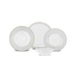 Karaca Elos 24-Piece Bone China Dinner Set for 6 People, White