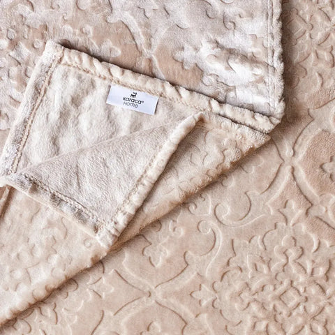 Karaca Home Laila Blanket, 220cmx240cm, Beige