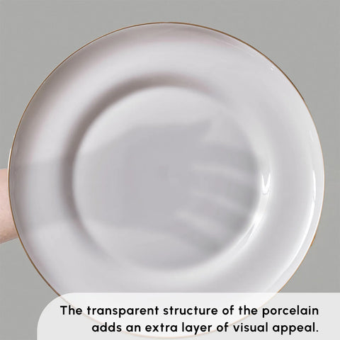 Karaca Streamline Nefeli 56-Piece Bone China Dinner Set for 12 People, Gold