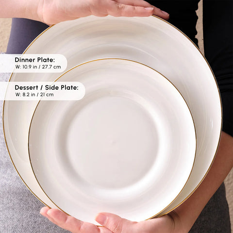 Karaca Streamline Nefeli 56-Piece Bone China Dinner Set for 12 People, Gold