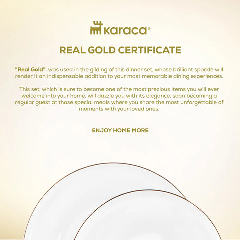 Karaca Streamline Nefeli 56-Piece Bone China Dinner Set for 12 People, Gold