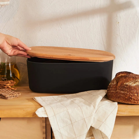 Karaca Nef Melamine Bread Box, 14x32x19 cm, Black