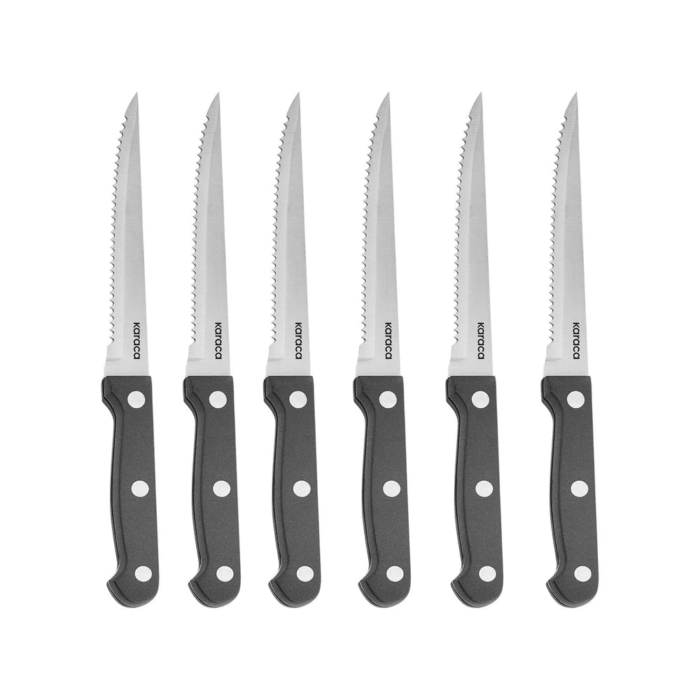 Karaca Stern 6-Pieces Meat Knife Set, Black