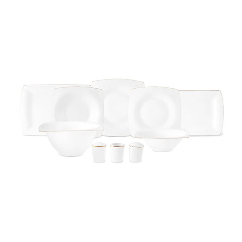 Karaca Dara 58-Piece Fine Pearl Dinner Set for 12 People, Platinum