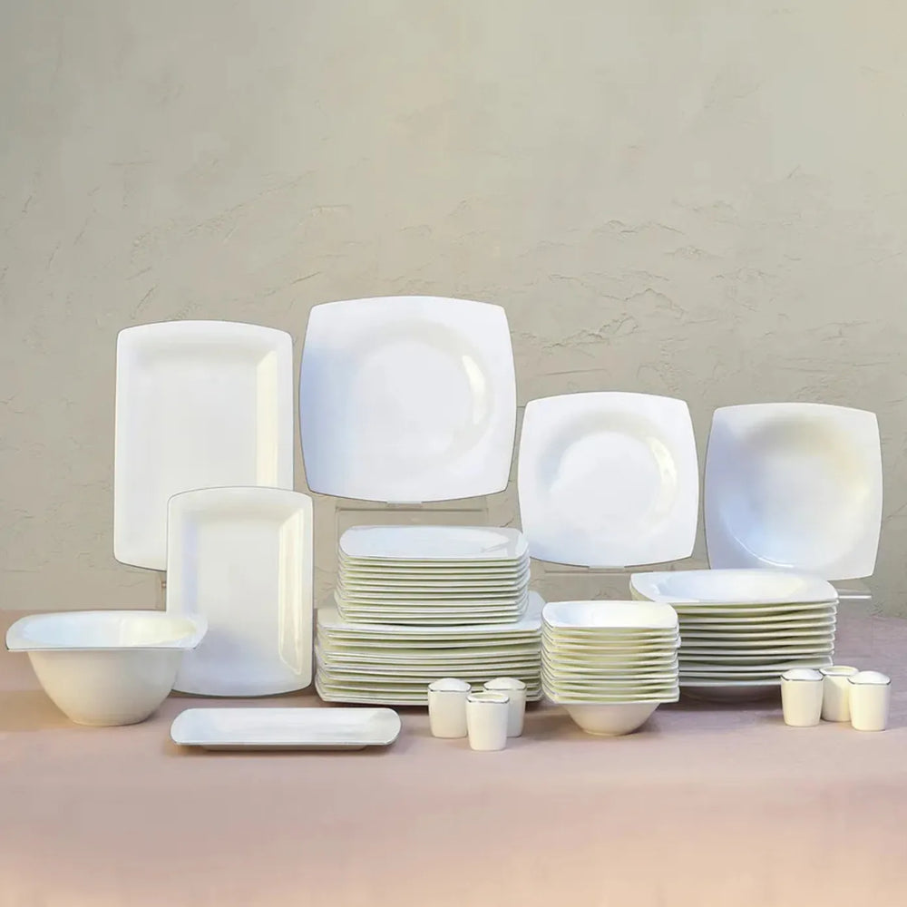 Karaca Fine Pearl Dara 58-Piece Dinner Set for 12 People, Platinum