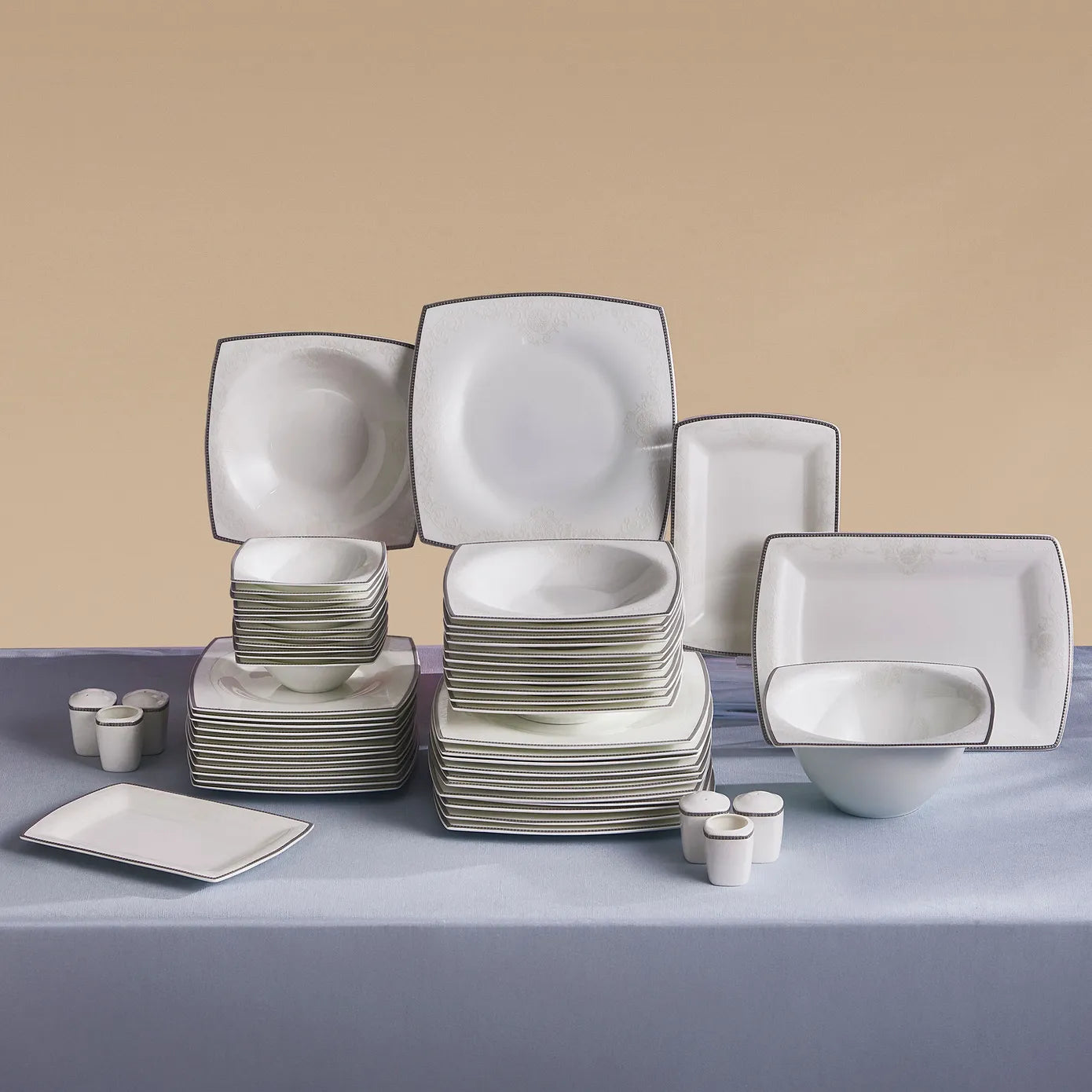 Karaca Fine Pearl Neklus 58-Piece Dinner Set for 12 People, Gold