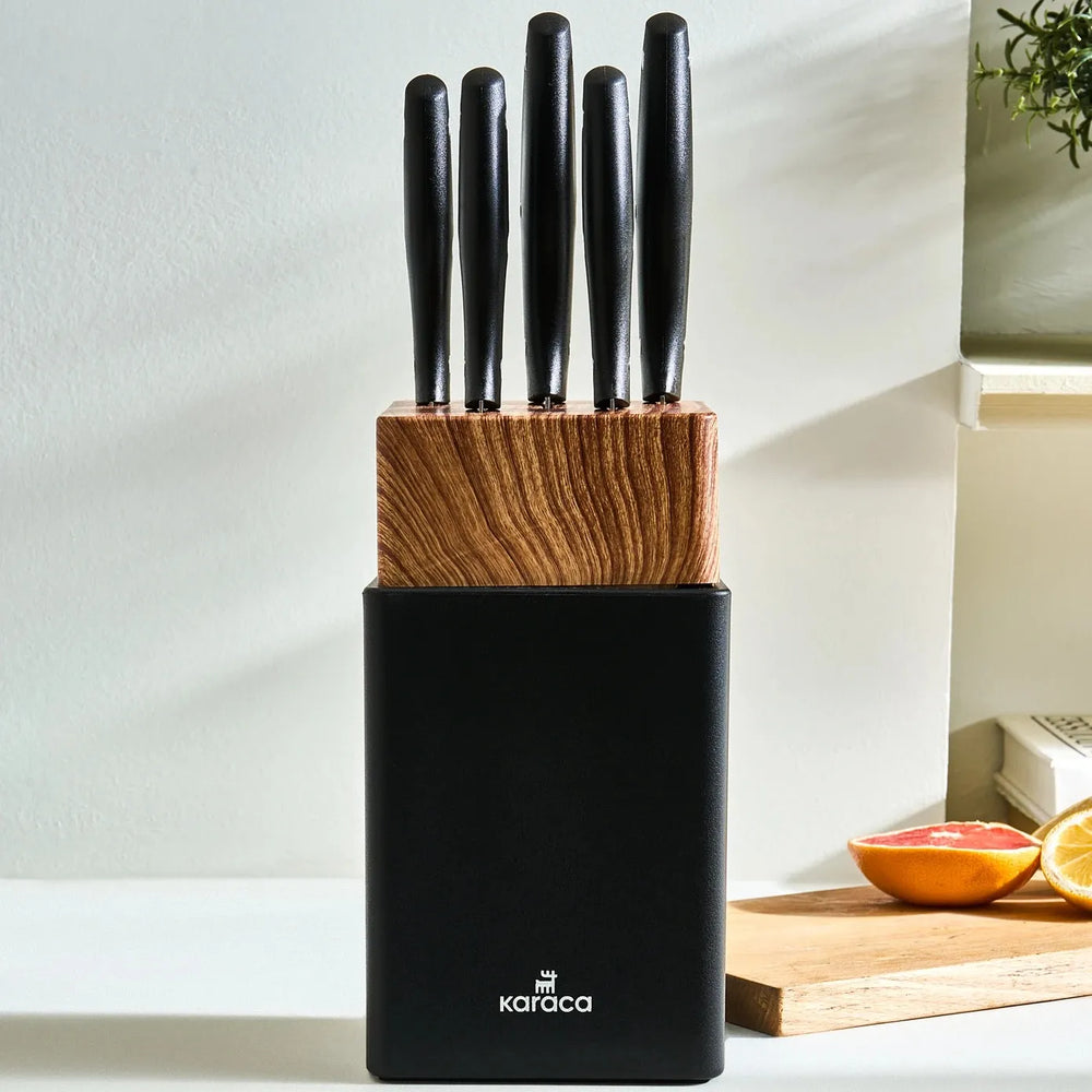 Karaca Mastercut 6-Piece Knife Block Set, Black