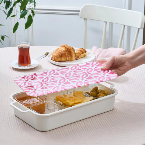 Karaca Jofy 8-Piece Glass Serveware Set, Red