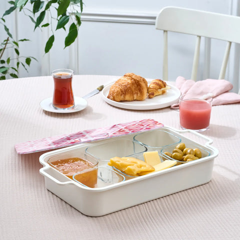 Karaca Jofy 8-Piece Glass Serveware Set, Red