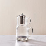 Karaca Kelly Borosilicate Glass Induction Teapot Set, Medium, Silver