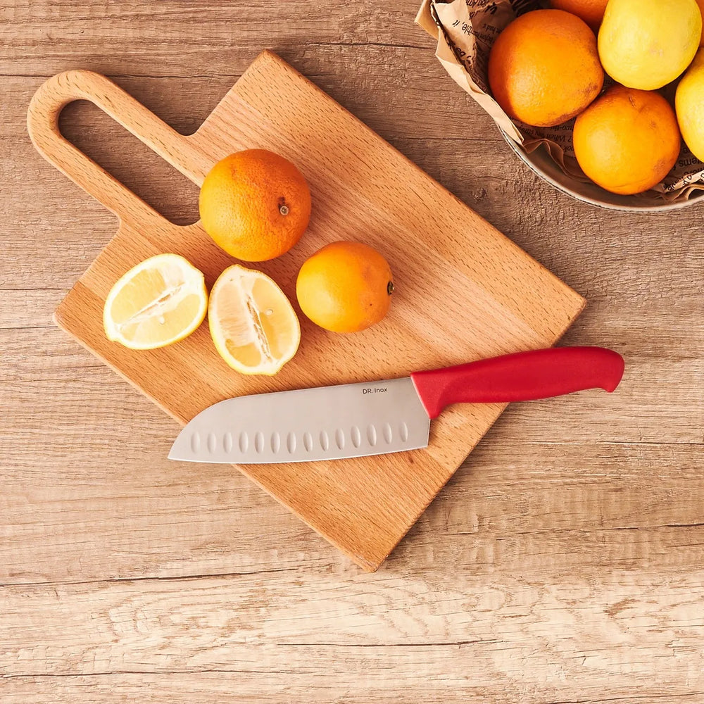 Dr. Inox Santoku Knife, 20cm, Red