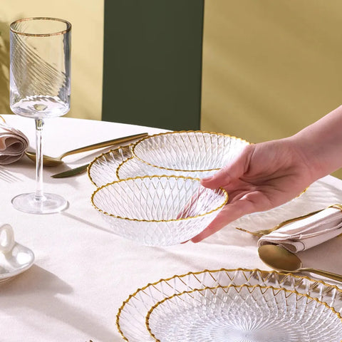 Glass Platinum Rim Dinner Set Karaca Zelazo Gold Rim 18-Piece