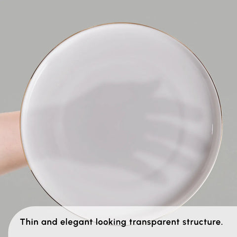 Karaca Streamline Meridian 59-Piece Bone China Dinner Set for 12 People, White Gold