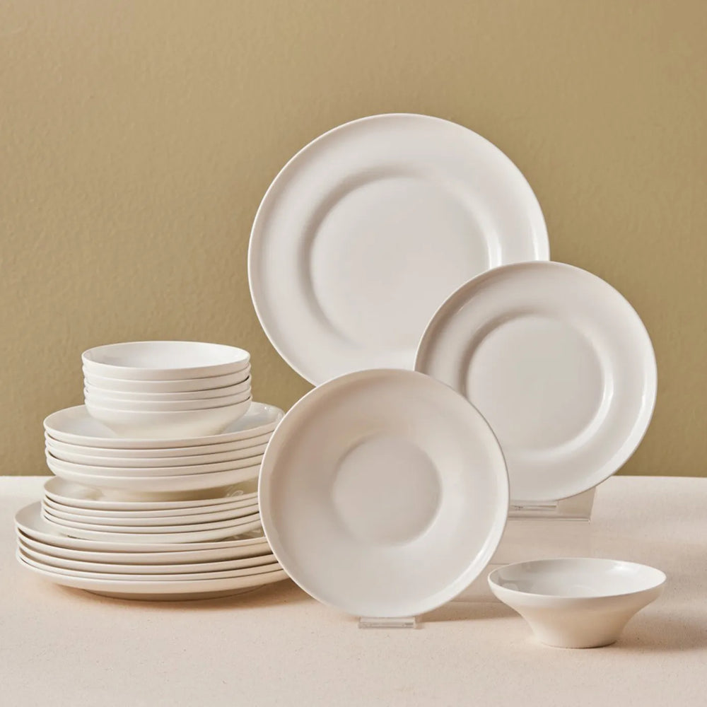 Karaca Stream Bone China Selene 24-Piece Dinner Set for 6 People, White