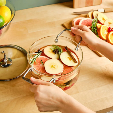 Karaca Amore Glass Stockpot with Lid, 18cm, Transparent