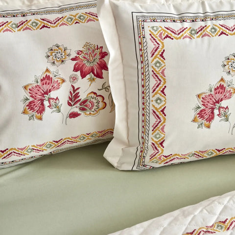 Karaca Home Keira Summer 100% Turkish Cotton Duvet Cover Set with Bed Sheet, Double, Pomegranate Flower